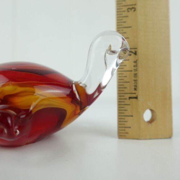Hand Blown Art Glass Amber Colored Turtle Paperweight Decor Figurine - Picture 8 of 9